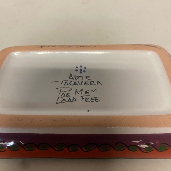 Puebla Mexico Talavera Ceramic Pottery Rectangular Signed Trinket Dish - Picture 6 of 8